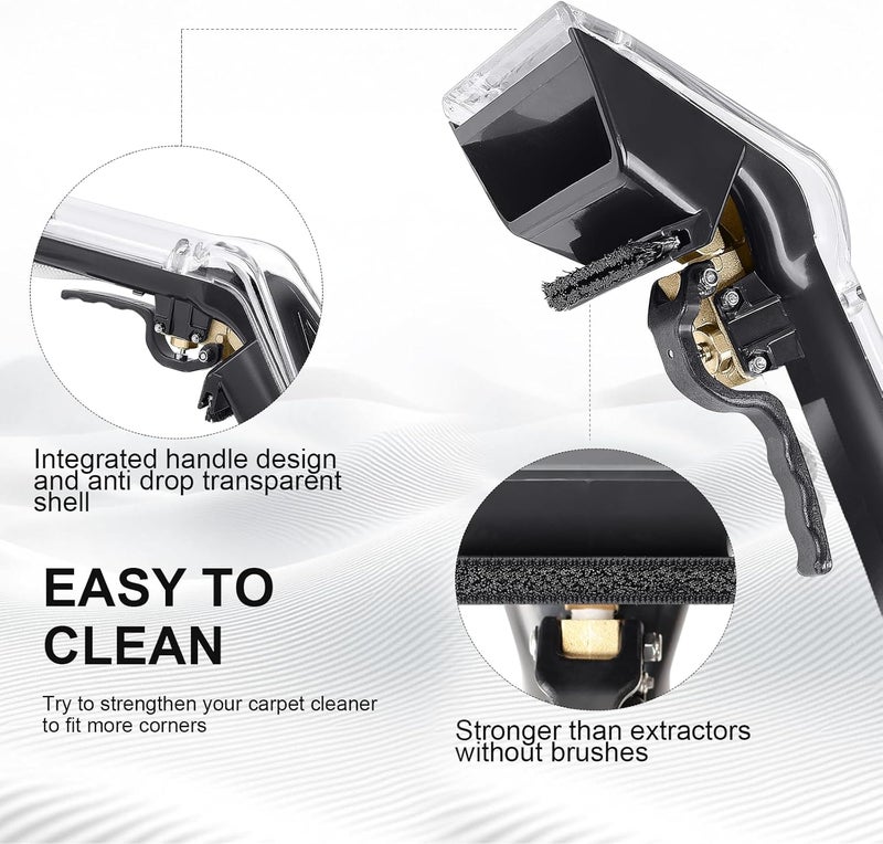 Pumpoasis Extractor Hand Tool for Shop Vac,Mytee,Add Cleaning Brushes,Anti Fall Transparent Shell,1/4”Quick Connect,with 2-1/2"&1-7/8" Adapters,for Upholstery & Carpet Cleaning and Car Detailing - Image 5